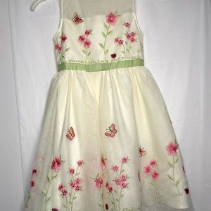 Joan Mitchell sleeveless floral and lady bug celebration dress. SZ 7